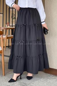 Lamelif Kurdele Detaylı Dokuma Etek Siyah