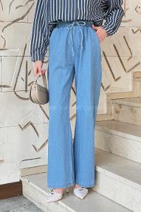 Lamelif Önü Bağlama Detaylı Jean Mavi