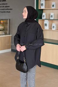 Lamelif Lena Oversize Gömlek Siyah