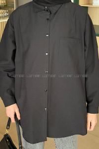 Lamelif Lena Oversize Gömlek Siyah