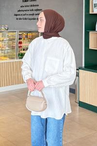 Lamelif Paris Tesettür Gömlek Beyaz