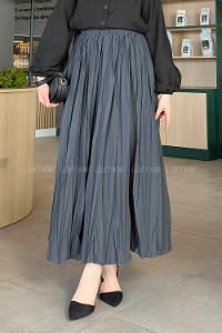 Lamelif Kraşlı Tesettür Etek Antrasit