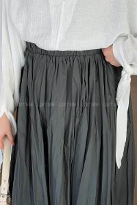 Lamelif Kraşlı Tesettür Etek Koyu Yeşil