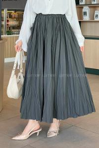 Lamelif Kraşlı Tesettür Etek Koyu Yeşil