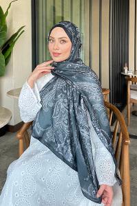 Lamelif Retro Desen Soft Şal Siyah