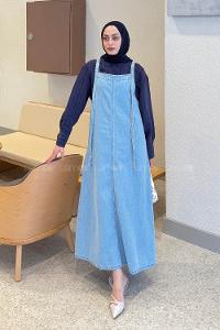 Ice Blue Normal Neck Denim Dresess