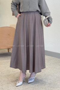 Lamelif Yan Cepli Kloş Model Parçalı Tesettür Etek Toprak