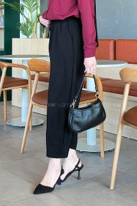 Black Polyester High Waist Carrot Pant Pants