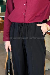 Black Polyester High Waist Carrot Pant Pants