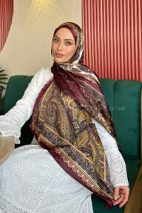 Plum Cotton Striped Shawl