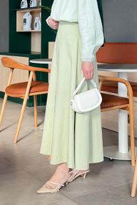 Lamelif Kloş Keten Etek Mint Yeşili