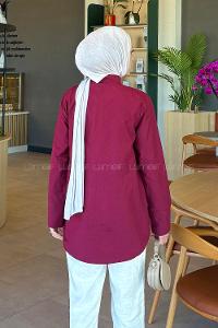 Lamelif Kuşaklı Tesettür Tunik Bordo