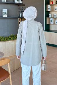 Lamelif Kuşaklı Tesettür Tunik Haki