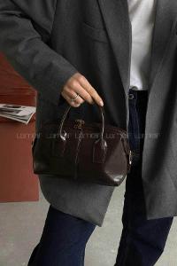 Lamelif Jennie Model Deri Kadın El Ve Omuz Çantası Acı Kahve