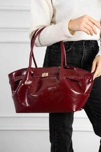 Lamelif Suni Deri Kemer Detaylı Else Kadın Kol Çanta Bordo