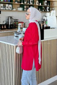 Modalamelif Tek Cepli Ayrobin Gömlek Kırmızı