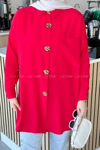 Modalamelif Tek Cepli Ayrobin Gömlek Kırmızı