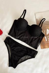 Lamelif  Simli Büstiyer Destekli Takım