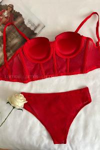 Lamelif  Simli Büstiyer Destekli Takım