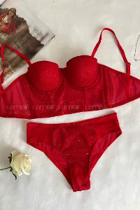 Lamelif  Simli Büstiyer Destekli Takım