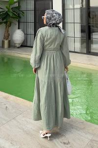 Mint Green Crew Neck Linen Dresess