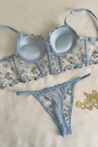 Lamelif Büstiyer Dantelli Nakışlı Destekli Takım