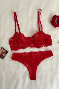 Red Cotton Fabric Underwire Unsupport 