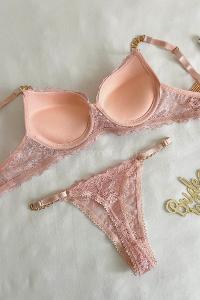 Lamelif Dantelli Destekli Sütyen Takım Pudra Renk
