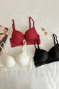 Black Cotton Fabric Without Underwire Support Bralet