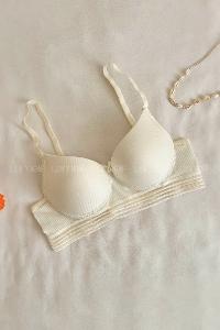 Ecru Cotton Fabric Without Underwire Support Bralet