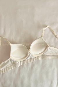 Ecru Cotton Fabric Without Underwire Support Bralet