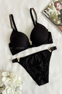 Black Cotton Fabric Underwire Unsupport 