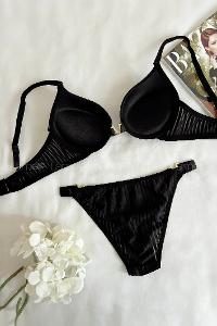 Black Cotton Fabric Underwire Unsupport 