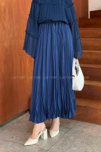 Lamelif Astarlı Tesettür Etek Lacivert