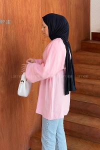 Lamelif Kuşak Bağlamalı Tunik Şeker Pembesi