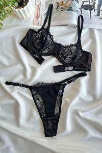 Lamelif Saten Dantel Bralet Takım Desteksiz