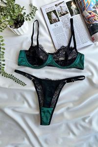 Lamelif Saten Dantel Bralet Takım Desteksiz