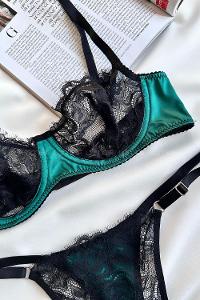 Lamelif Saten Dantel Bralet Takım Desteksiz