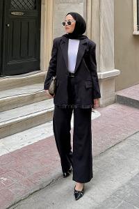 Black V Neck Long Arm Cotton Jacket