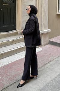 Black V Neck Long Arm Cotton Jacket