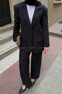 Black V Neck Long Arm Cotton Jacket