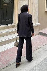 Black V Neck Long Arm Cotton Jacket