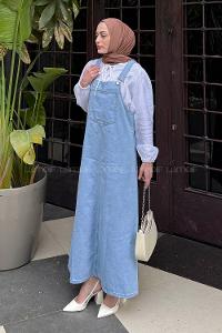 Ice Blue Normal Neck Denim Dresess
