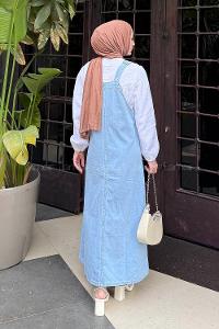 Ice Blue Normal Neck Denim Dresess