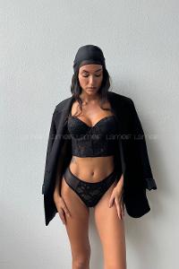 Lamelif  Simli Dantelli Büstiyer Destekli Takım