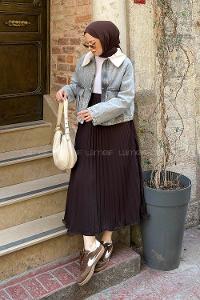 Lamelif Çıtçıtlı Krem Gömlek Yaka Detaylı Denim Ceket Gri