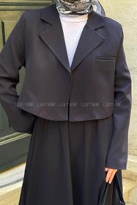Lamelif Crop Blazer Ceket Siyah