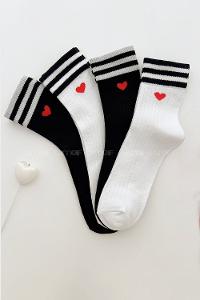 Lamelif 4lü Fitilli Kalpli Kolej Çorap