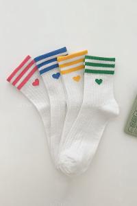 Lamelif 4lü Fitilli Renkli Kalp Kolej Çorap