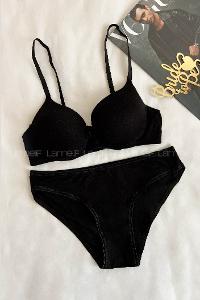 Black Cotton Fabric Underwire Unsupport 